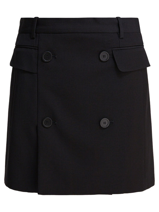 Viscose And Wool Twill Miniskirt Skirts Black
