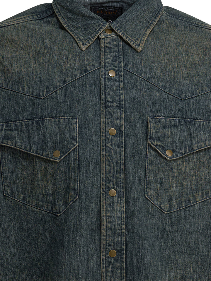 Beams Plus Western Double Dye Shirts - Blue | fd199111ce3b40347cf09854ad50bb6ce4b2874f