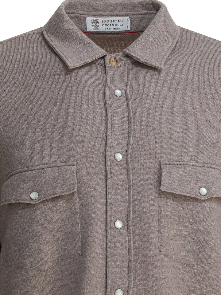 Brunello Cucinelli Cashmere Overshirt Jacket Jackets and Coats - Brown | 02df582a92259a680df207ed5ffafb7d4c862f7f