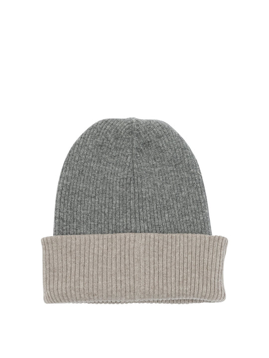 Reversible Cashmere Beanie Hats Grey