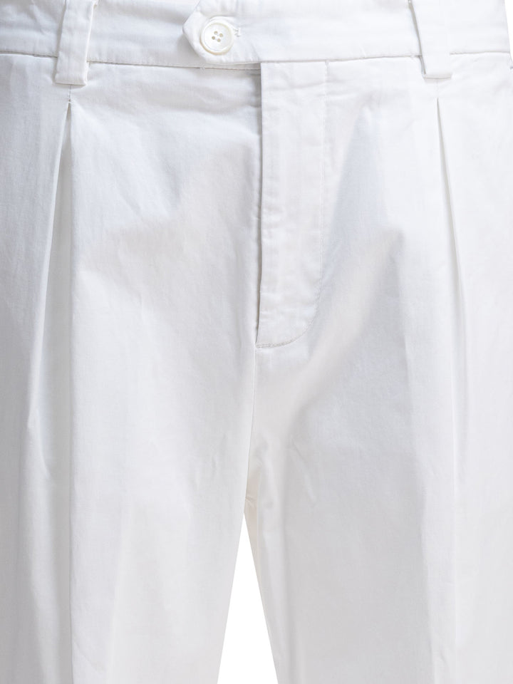 Brunello Cucinelli Cotton Gabardine Pants Trousers - White | 3f4d892ab8a916d9a7c375ff53b536d8e9cbafdb