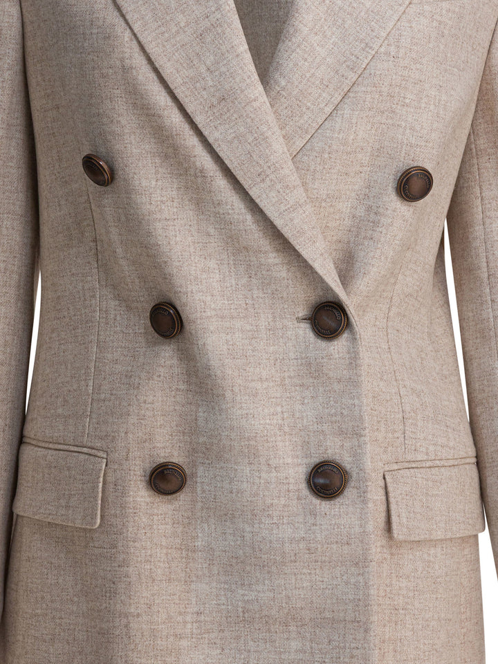 Brunello Cucinelli Wool And Cashmere Twill Flannel Blazer Jackets and Coats - Beige | 0169bab6a1e51904698d6e475d83f4ec38244f31