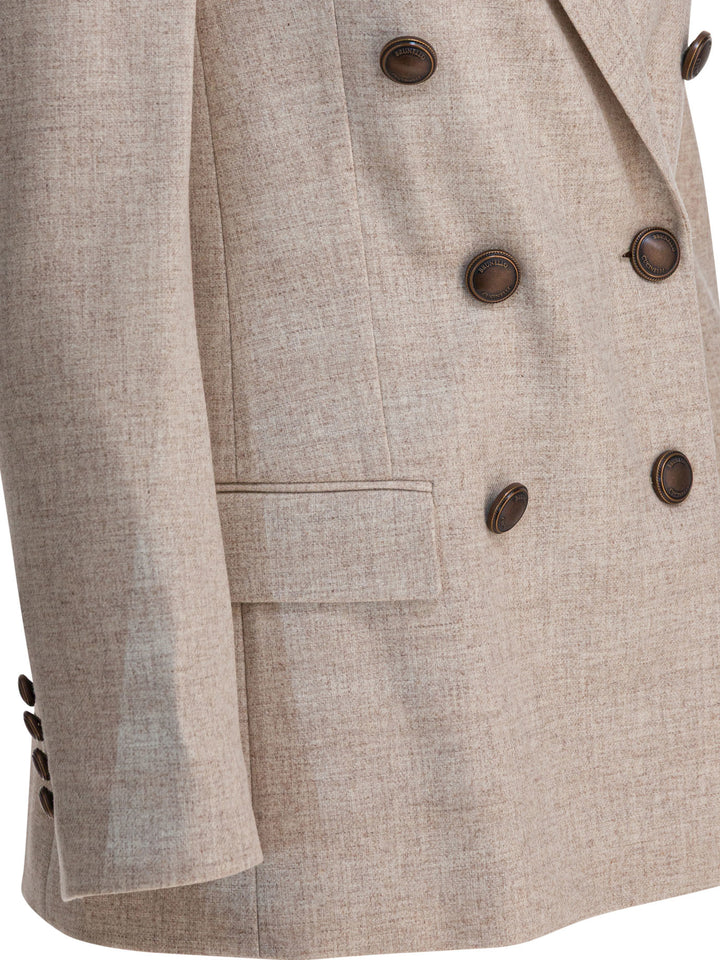 Brunello Cucinelli Wool And Cashmere Twill Flannel Blazer Jackets and Coats - Beige | f069d9e0f2e784706b02112d03228a14266c3e1f