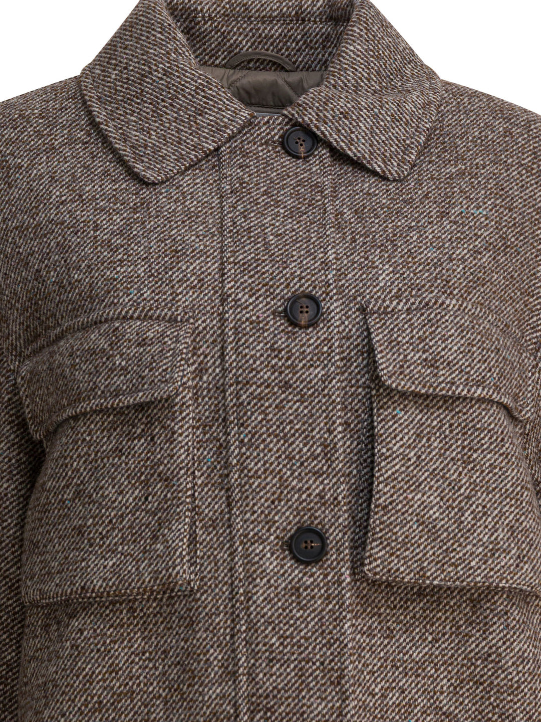 Brunello Cucinelli Coat In Diagonal Mélange Of Virgin Wool And Silk Jackets and Coats - Brown | 4c5bbc7b0f315df6527e154bb0e25dd5fbb66b35