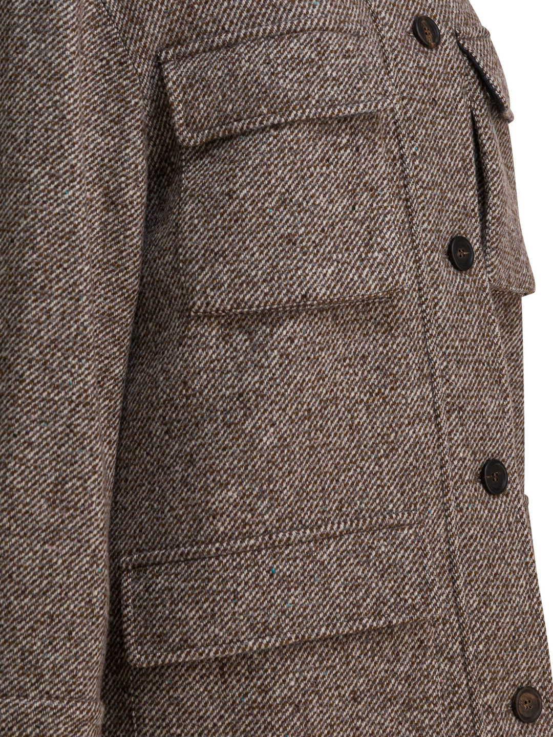 Brunello Cucinelli Coat In Diagonal Mélange Of Virgin Wool And Silk Jackets and Coats - Brown | 12a7d0d4f3c8a8d8fe3dc63142c5dd7987b79064