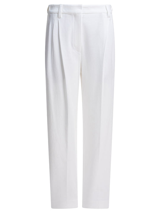 Baggy Cotton Tailored Pants Trousers White