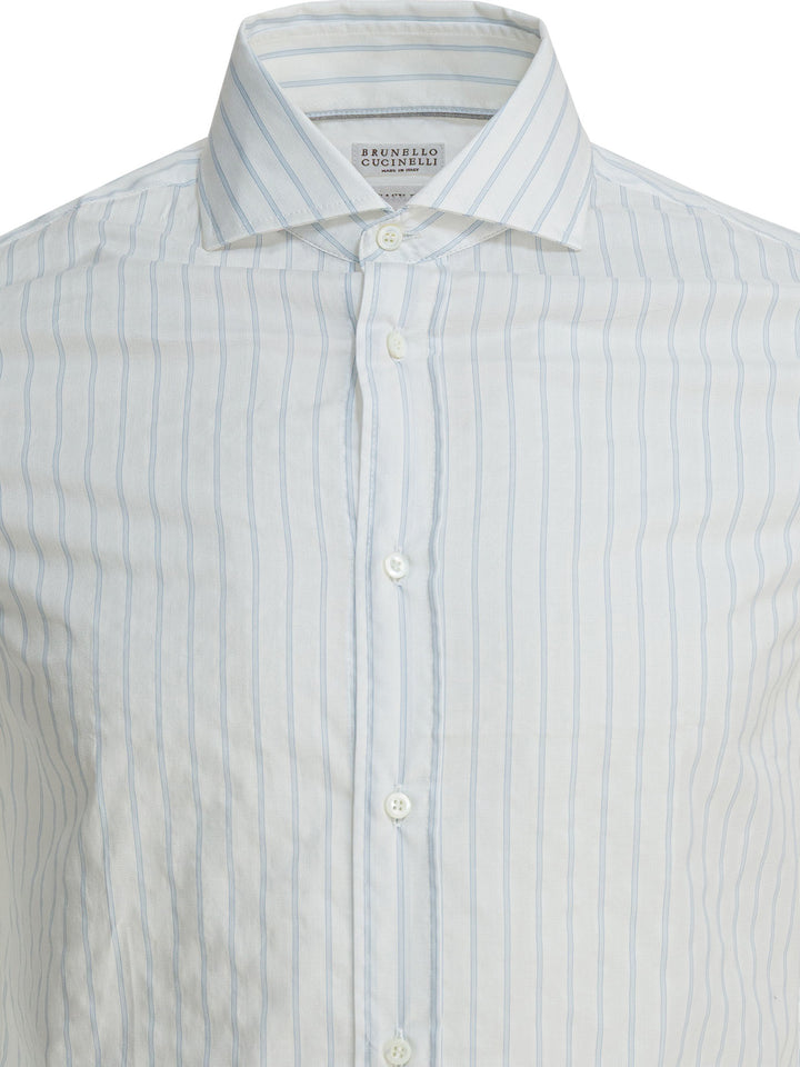 Brunello Cucinelli Cotton Striped Shirt Shirts - White | 0a9a67de3cb64bd9c36165970f9a52a712dbdbbe