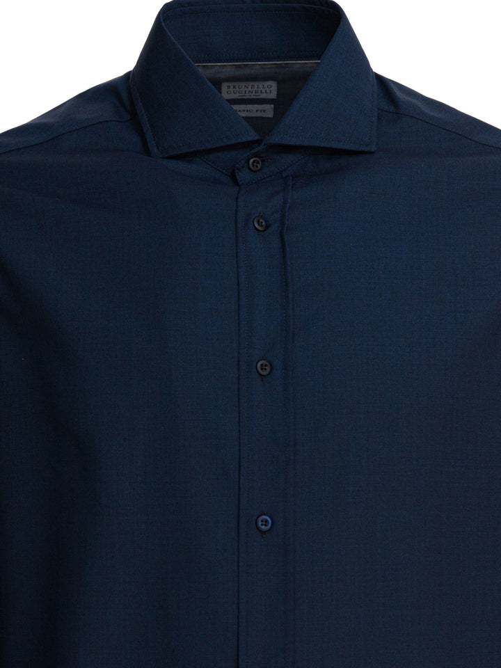 Brunello Cucinelli Virgin Wool Shirt Shirts - Blue | 6ffaf9cb2dd632c18bcf94d9c66767d891ef4a6a