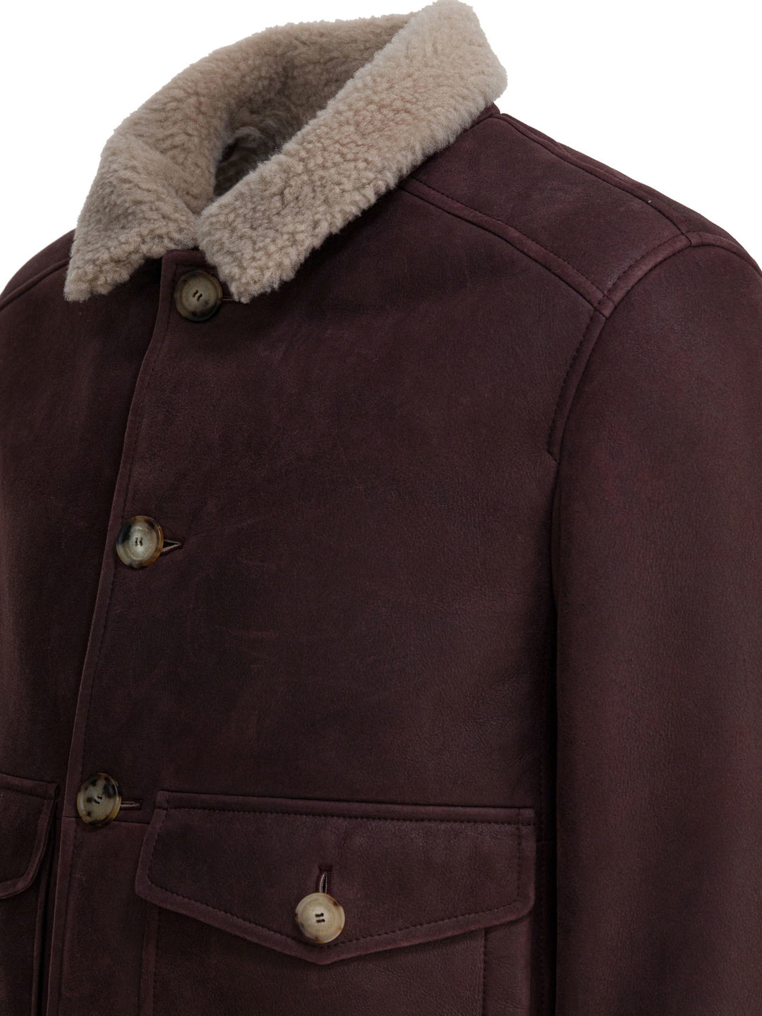 Brunello Cucinelli Shearling Coat Jackets and Coats - Bordeaux | 362fc513b730a99797480d89ce6ddca5c304f9ca
