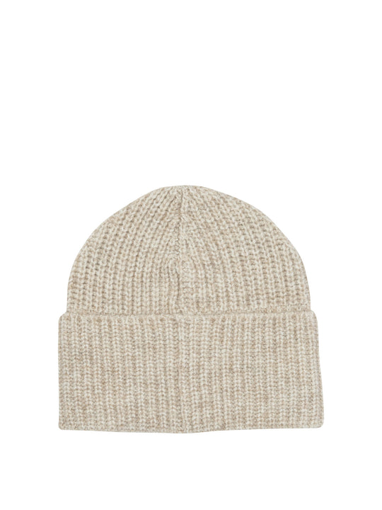 Wool, Alpaca And Cashmere Beanie Hats Beige