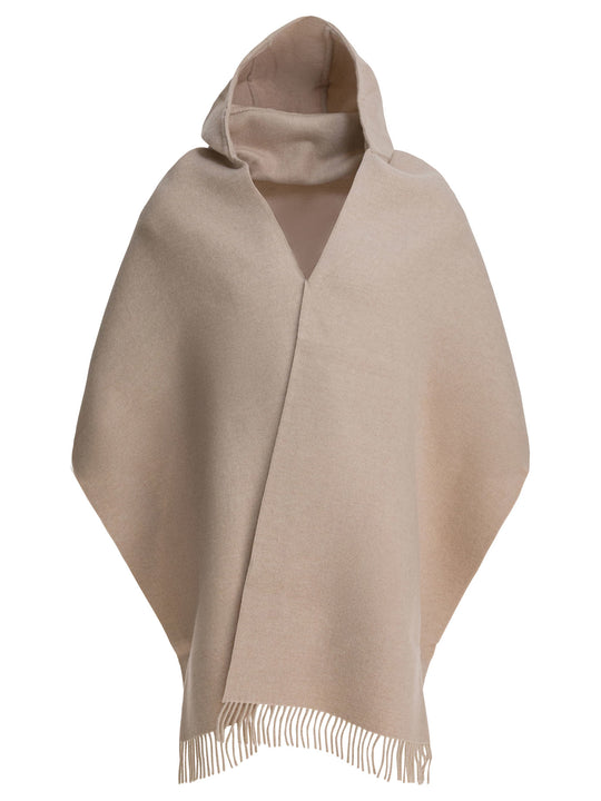 Wool And Cashmere Hooded Scarf Sciarpe & Foulard Beige