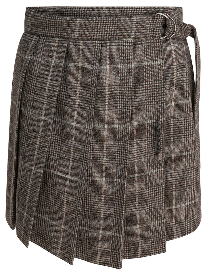 Brunello Cucinelli Prince Of Wales Miniskirt Skirts - Brown | de3c5805589370c76e02ec906b3081e07bcd359b