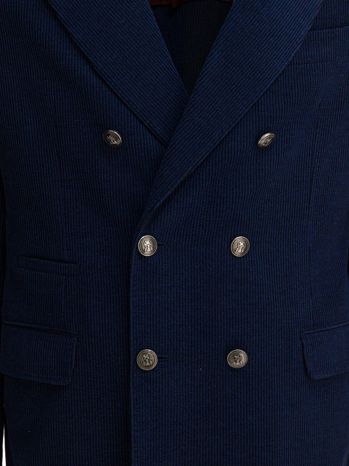 Brunello Cucinelli Wool, Silk And Cashmere Double-Breasted Blazer Jackets and Coats - Blue | faafa9808141e3223b8545cb0d3c919f8b4f3b69