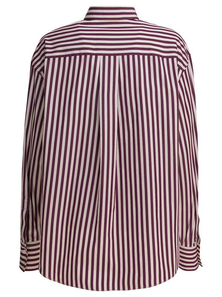 Brunello Cucinelli Cotton Poplin Shirt With Shiny Tab Shirts - Beige | 5274f1c7ddaceb9d0a872642dbb2f3cf3612bf1c