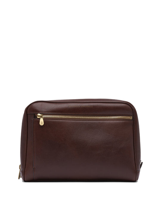 Leather Bag Pouch Brown