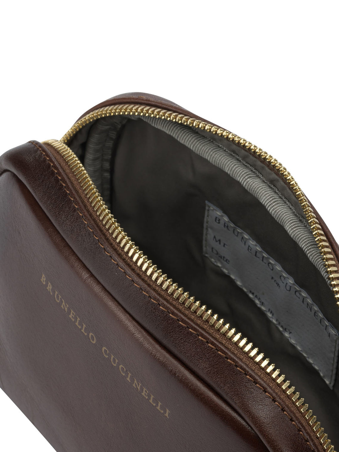 Brunello Cucinelli Leather Beauty Case Pouch - Brown | 512593997402a70b6fd645bc657ce2f37f018c36