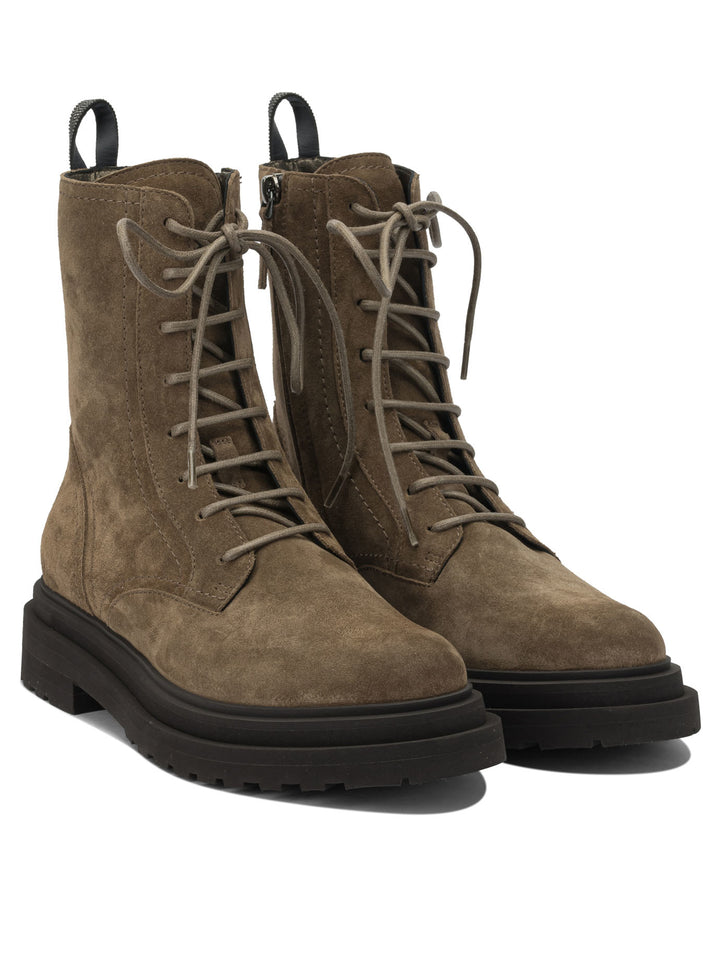 Brunello Cucinelli Suede Lace-Up Ankle Boots - Brown | f44fe455292ebaeebdfe9d4f252883f79bb5d186