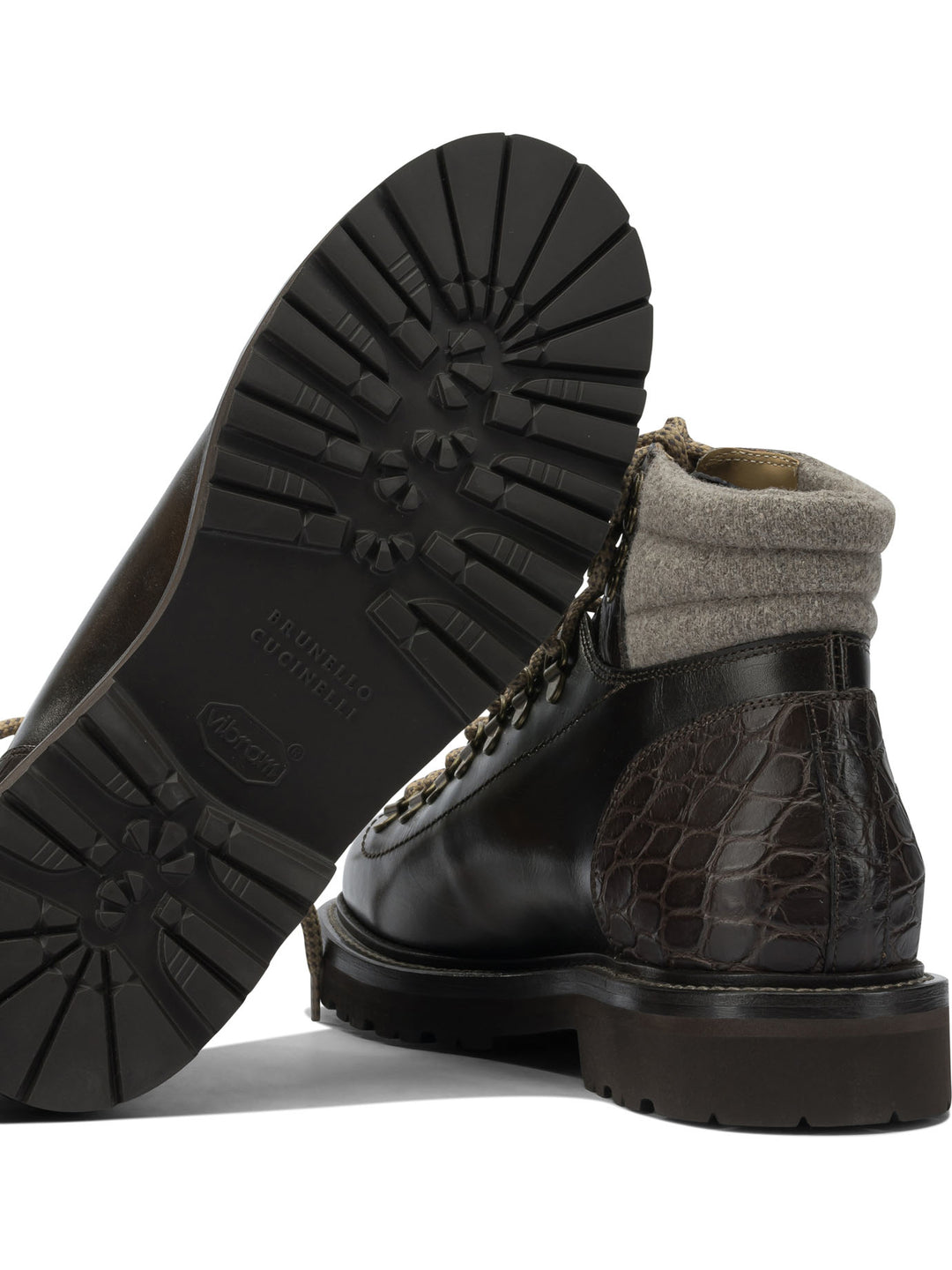 Brunello Cucinelli Leather Hiking Shoes Ankle Boots - Brown | f5540cf1d2b9fec0adb94be1b268cb817e90597e