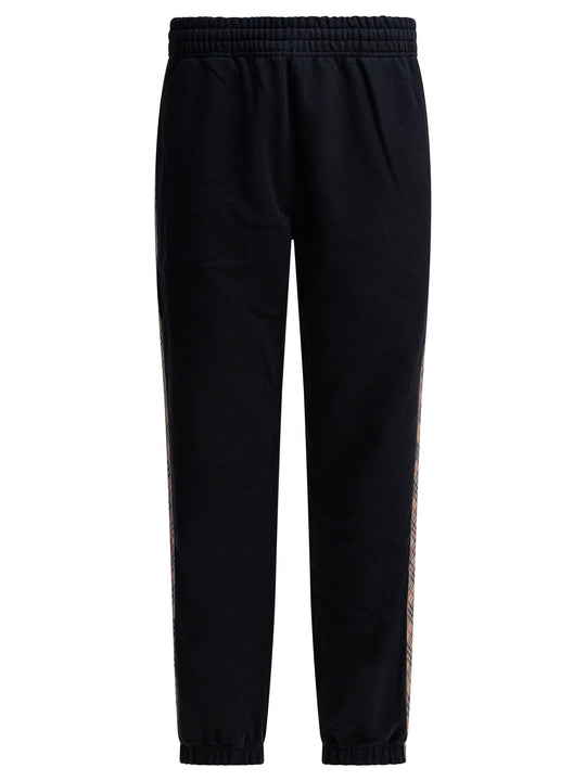With Check Trim Trousers Black