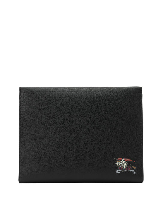 Leather Clutch Bag With Ekd Pouch Black
