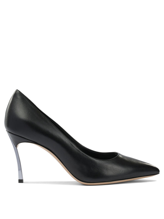 Leather Pumps Heeled Shoes Black