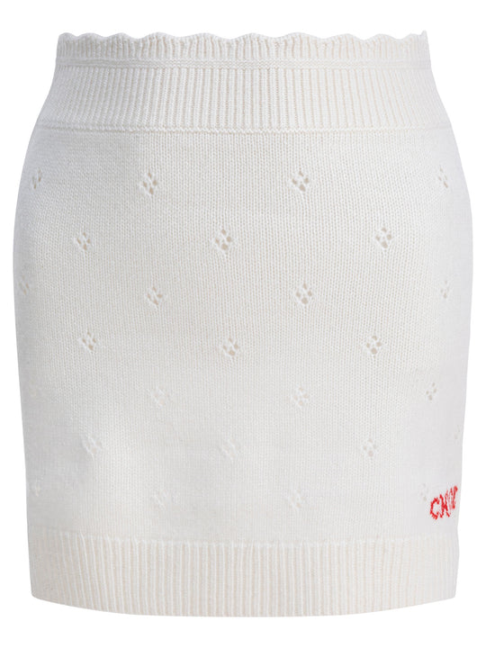 Openwork Wool And Cashmere Miniskirt Skirts White