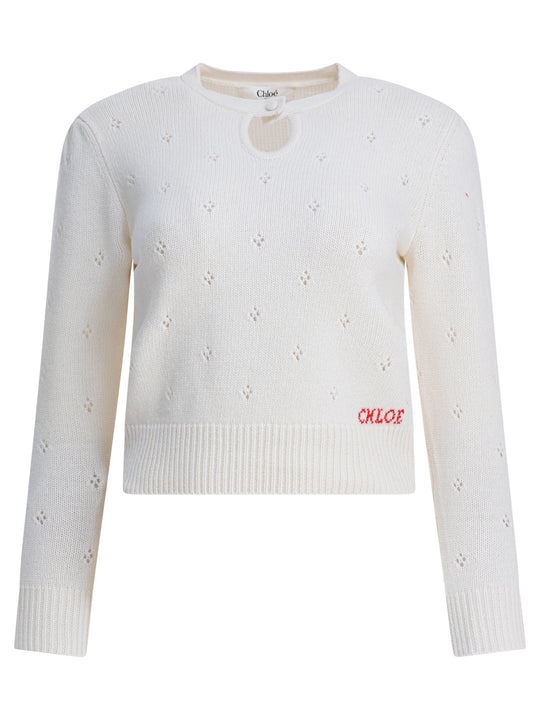 Perforated Wool And Cashmere Sweater Knitwear White