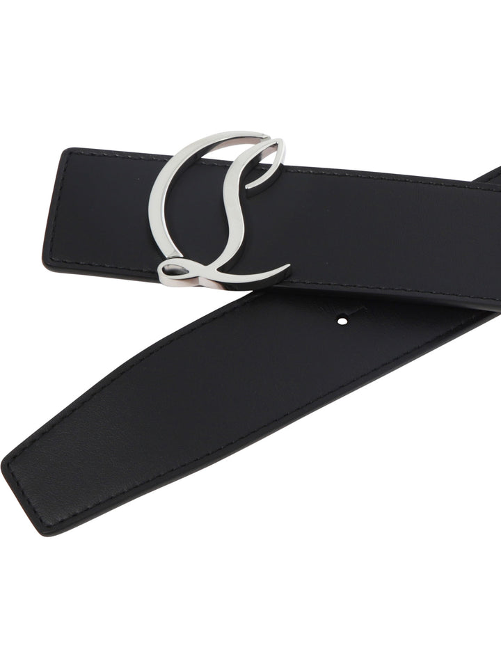 Christian Louboutin M Cl Logo Belt 40 Calf P/Calf P/Metal Belts - Black | 2b4cd19d844baba72016fb299960f9150bfbe25b