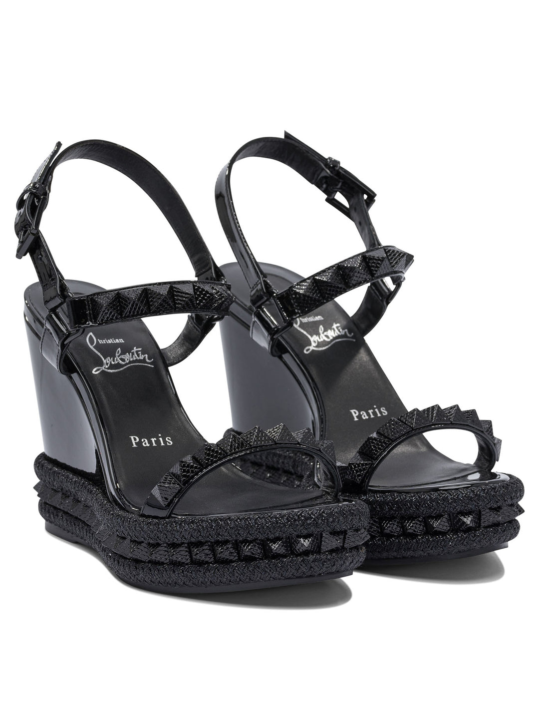 Christian Louboutin Pyraclou 110 Patent/Lining Sandals - Black | b41ab8d7a8fa5aff2a06e19affec1c6a009ad59d