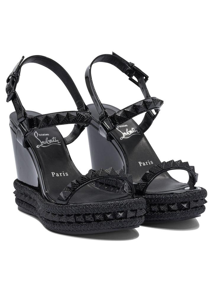 Christian Louboutin Pyraclou 110 Patent/Lining Sandals - Black | b41ab8d7a8fa5aff2a06e19affec1c6a009ad59d