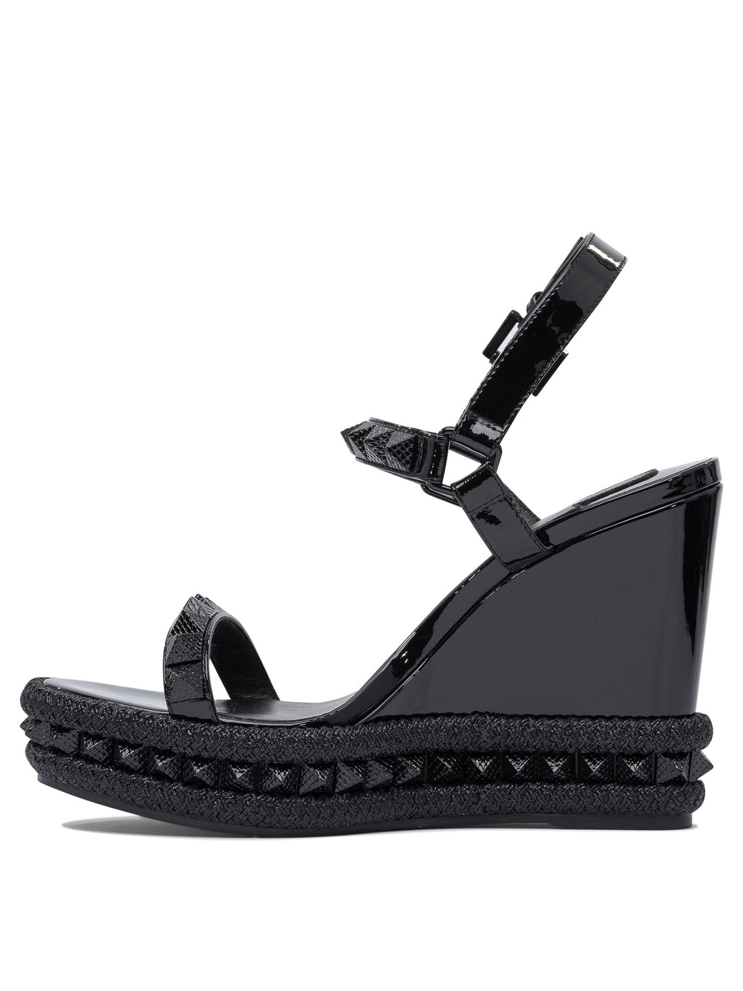 Christian Louboutin Pyraclou 110 Patent/Lining Sandals - Black | b668939a460dddf445723f13a2e1dabda643158f