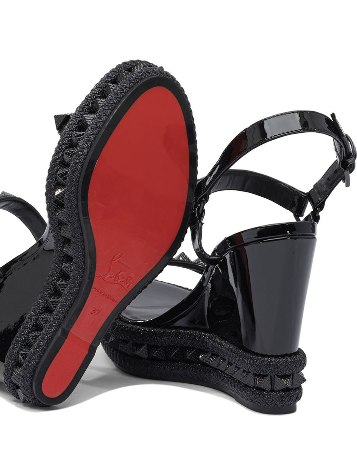 Christian Louboutin Pyraclou 110 Patent/Lining Sandals - Black | cc241fa26e72f87fa007e13e32629207aee38396