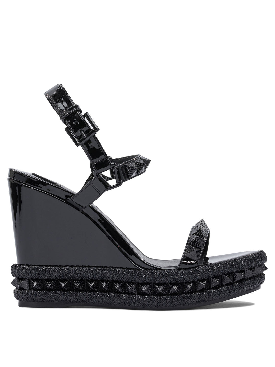 Christian Louboutin Pyraclou 110 Patent/Lining Sandals - Black | b535182f9e84c6715c24c7cef90efdef186e3f5c