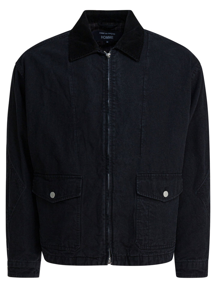 Comme Des GarçOns Homme Denim Jacket With Zipper Jackets and Coats - Black | 27df2989a3350c3c15b3f2ccc0958296ed6a3a37