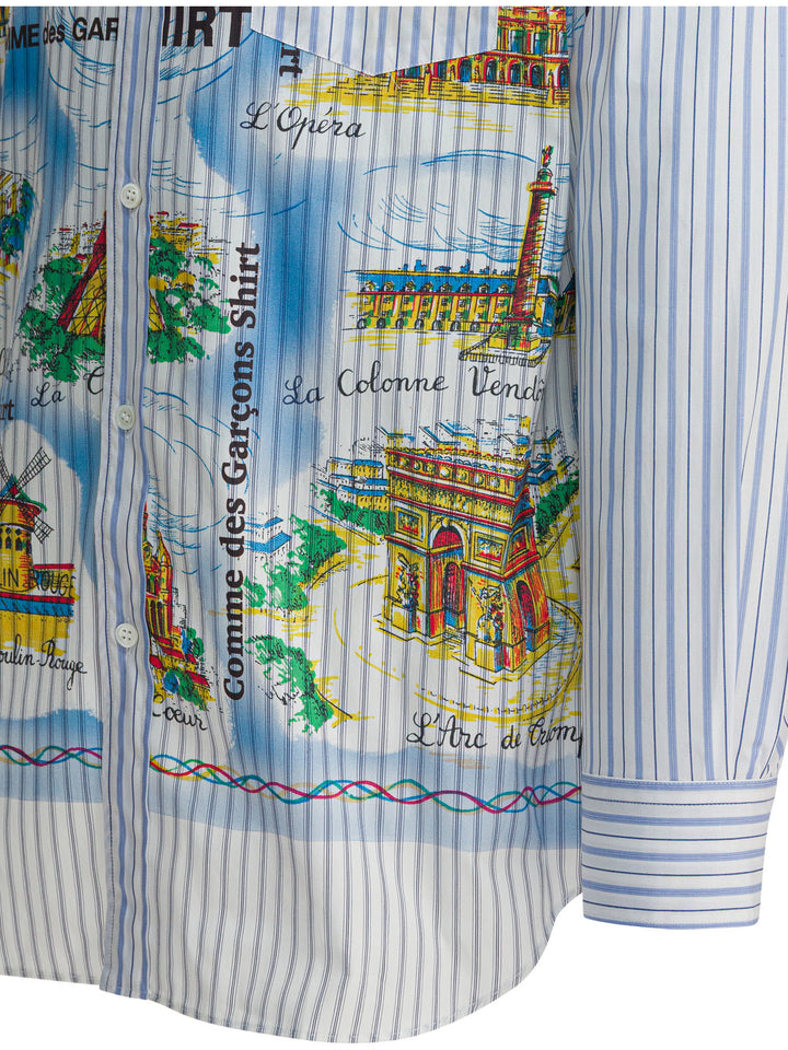 Comme Des GarçOns Shirt Striped Shirt With Print Shirts - Light blue | 929ad7cb433a25f995920f74fd4614295237279d