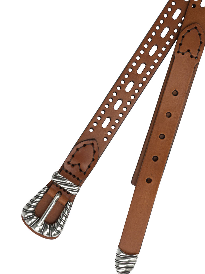 Etro Leather Belt With Perforated Details Belts - Brown | 0ac26a0ef96ad7d8eb2b17434c68416cf1776512