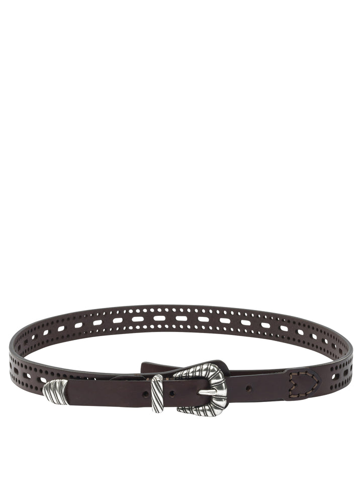 Etro Leather Belt With Perforated Details Belts - Brown | 2cb4b6793b779559838d9537aafb7f3281fd73a0
