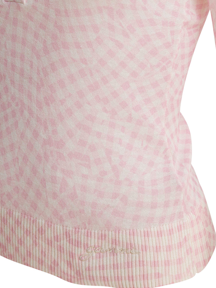 Ganni Cotton Printed Polo Shirt Polo shirts - Pink | 7f1239b82c0d4f4a5601a8045ea9ed2dacbe2e66