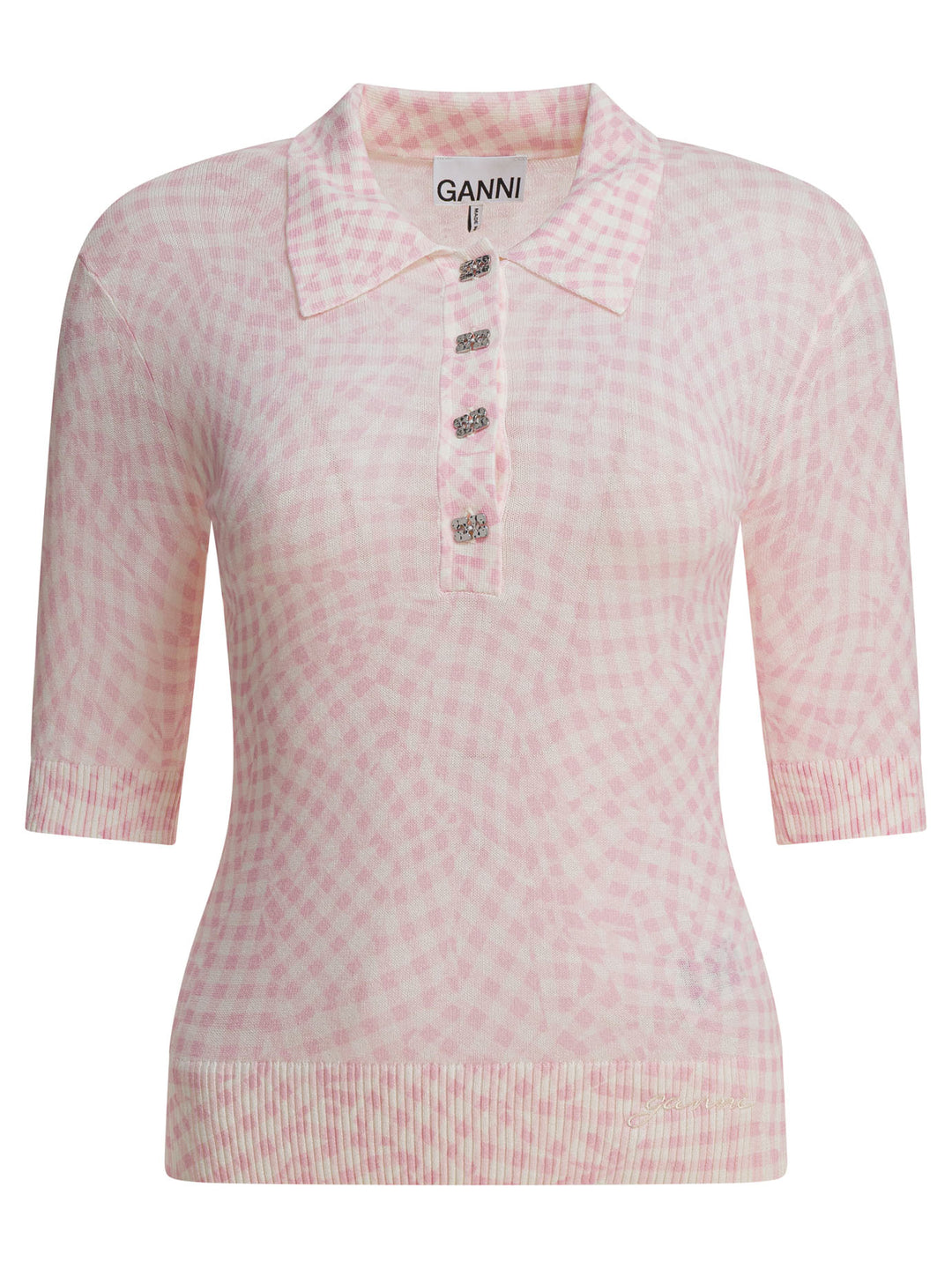 Ganni Cotton Printed Polo Shirt Polo shirts - Pink | d5159d064b7591bf2d481791c4bf25f3d9aeea42