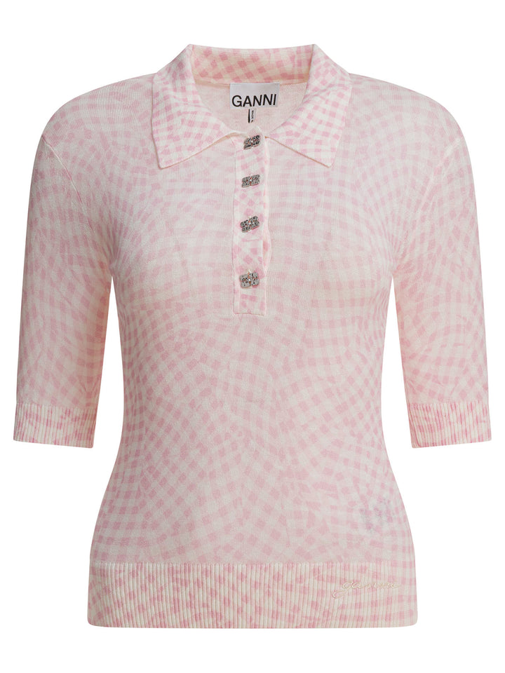 Ganni Cotton Printed Polo Shirt Polo shirts - Pink | d5159d064b7591bf2d481791c4bf25f3d9aeea42