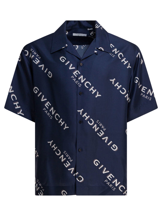Silk Bowling Shirt Shirts Blue