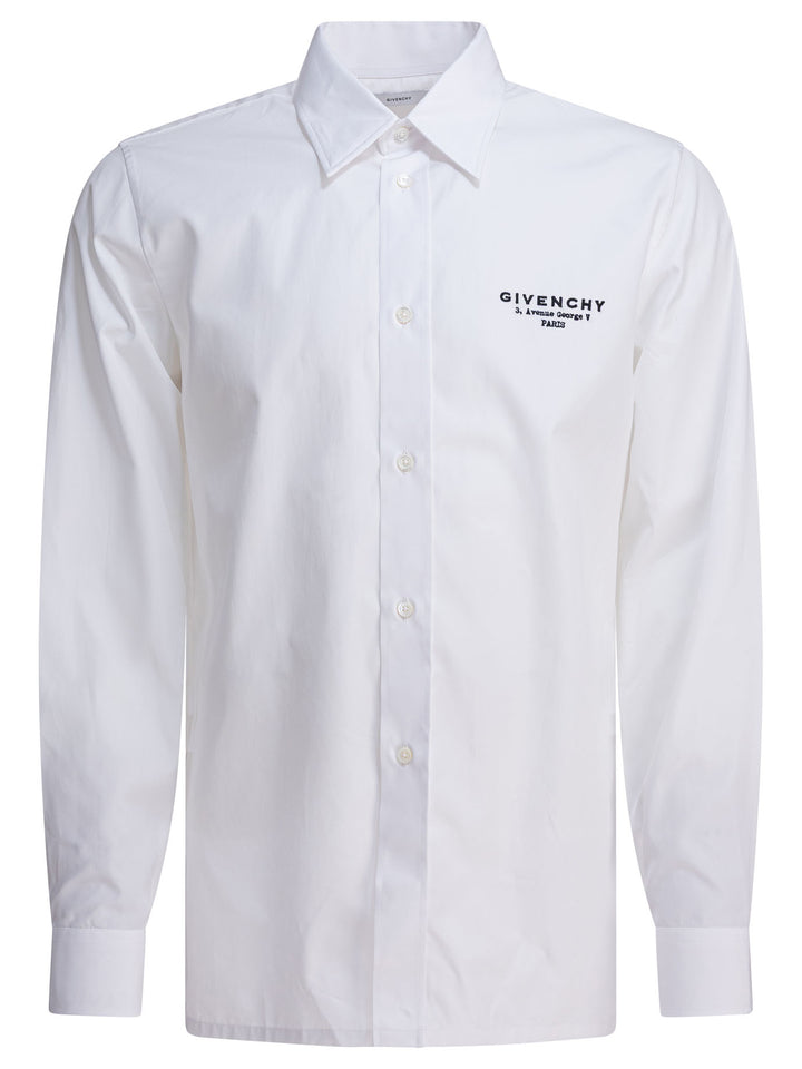Givenchy Poplin Shirt Embroidered Logo Shirts - White | 36ef05e24364bc3e36935a1524552c8f5a0ff5cf