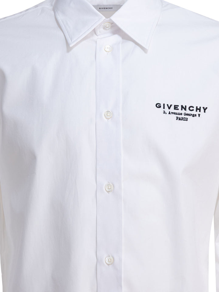 Givenchy Poplin Shirt Embroidered Logo Shirts - White | 3cd970aa237e8285b670f93c879cf975516fade0