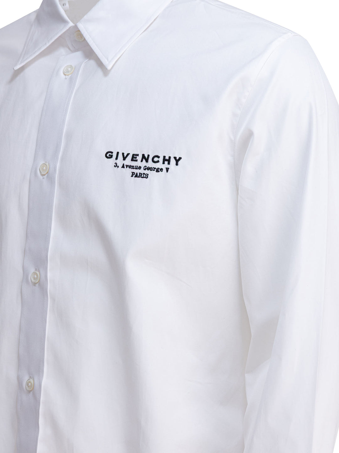 Givenchy Poplin Shirt Embroidered Logo Shirts - White | 1a0b494bf4a56ae81996ca48988c844bd15d75db