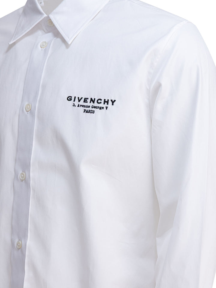 Givenchy Poplin Shirt Embroidered Logo Shirts - White | 1a0b494bf4a56ae81996ca48988c844bd15d75db