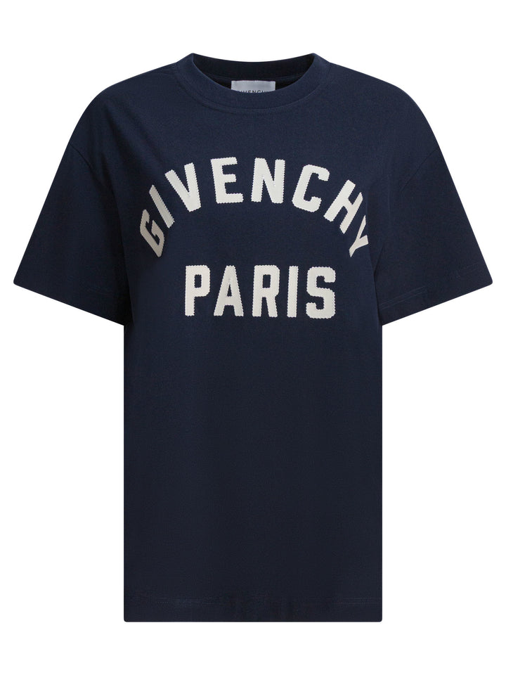 Givenchy T-Shirt With Givenchy Paris Logo T-shirts - Blue | 662c328b92ec1ea1bc3798ce96d6cedf37db95bf