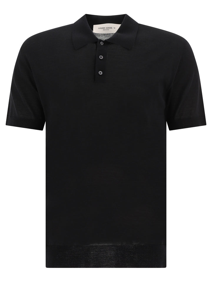 Golden Goose Merino Wool Polo Shirt Polo shirts - Black | 95ef11f77c7ffa37d6ba57d9c442a30d34fdace9
