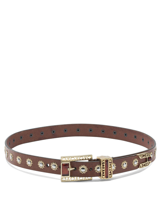 Belt With Embroidery Belts Brown
