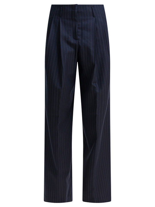Wool Gabardine Pants Trousers Blue