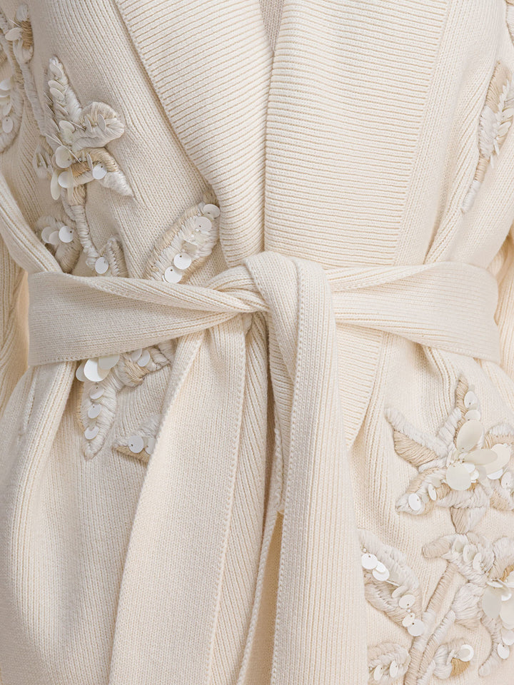 Golden Goose Cardigan With Floral Embroidery Knitwear - White | 2028b50981a8b585a983ee028ac202c5a8cad1e9